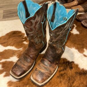 Ariat Turquoise and Brown Western Boots